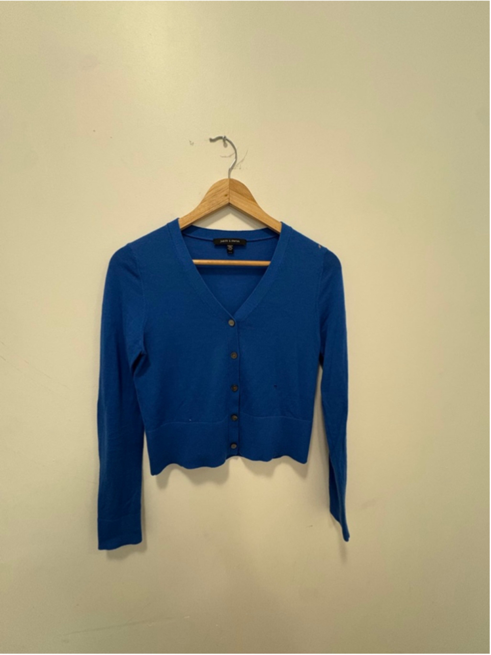 Judith & Charles Blue Cropped Cardigan | V-Neck Button Front | Size M - Picture 5 of 6